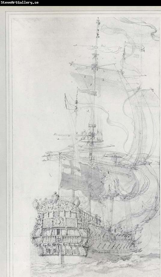 unknow artist Willem motor van they Velde the never am failing answerable ago that utmarkta cartoon abaft of Mordaunt,ett British vessel with 46 cannons